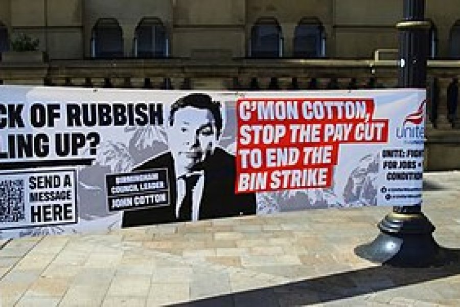 A campaign poster calling on the previous Labour leader of the council to end the strike.